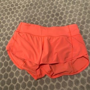 Coral/orange lulu lemon shorts